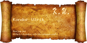 Kondor Ulrik névjegykártya